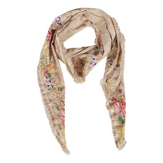 Faliero Sarti Scarves, female, Multicolor, Size: ONE SIZE Embroidered Floral Cotton-Blend Scarf