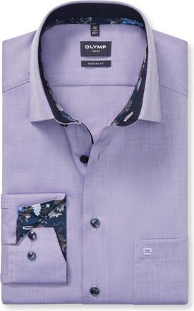 Olymp Luxor Mens Long-Sleeved Shirt, Faux Plain, 465 Modern Fit, 20.13 New Kent, Viola 83, 17