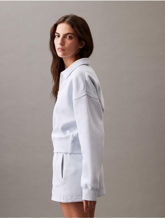 Calvin Klein Jeans Calvin Klein Womens Archive Logo Fleece Quarter Zip Polo Sweatshirt - Blue - XS