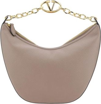 Valentino Garavani Antiqued Pink Leather Medium Hobo Vlogo Moon Shoulder Bag
