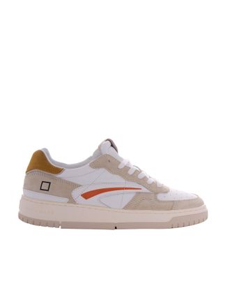 D.A.T.E. Torneo Pure Calf Sneakers in White and Yellow