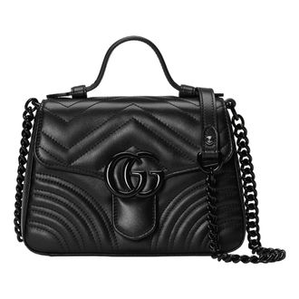 Gucci (WMNS) Gucci GG Marmont Top Handle Bag Black 702563-DTDFV-1000