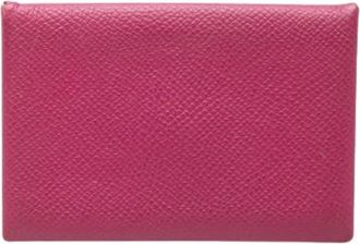 Herm&egrave;s Pre-owned Calvi Card Holder - Dames - Vintage Accessoires - Roze - ONE Size - Leer - Vintage