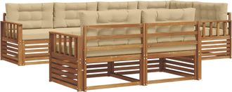 vidaXL Conjunto De Sof&aacute;s De Exterior 7 Uds. Natural Y Beige Vidaxl
