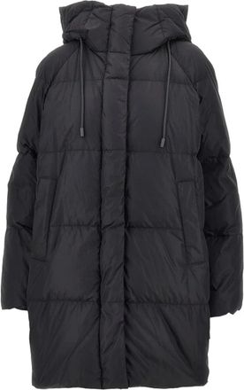 Weekend Quilted Black Puffer Jacket with Adjustable Hood and Concealed Zipper