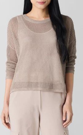 Eileen Fisher Open Stitch Organic Linen & Organic Cotton Sweater in Wheat at Nordstrom Rack, Size Xx-Small