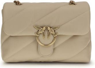 Pinko Beige Calf Leather Bos Taurus Shoulder Womens Bag
