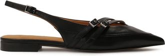 Kazar Platte slingback pumps van zwart leer - Dames - Ballerinas - Zwart - 36 EU - Leer - Schoenen