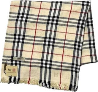 Burberry Pre-owned Vintage Sjaal - unisex - Vintage Accessoires - Beige - ONE Size - Wol - Vintage
