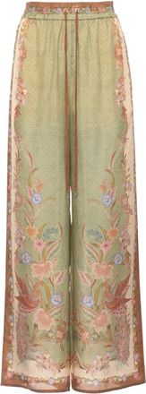 Zimmermann Indra Zijden Broek - Dames - Wijde Broeken - Groen - S - Broeken