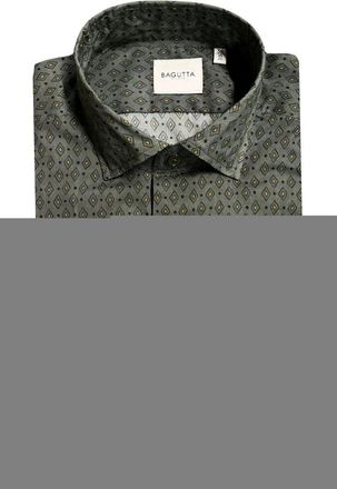 Bagutta Green Cotton Mens Slim Mens Shirt