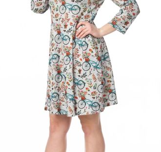 Papillon Bicyle Print Sweater Dress In Grey