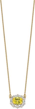 Diamond2Deal 14k Yellow Gold 1 Ct Lab Grown Diamond and Created Yellow Sapphire Pendant Necklace