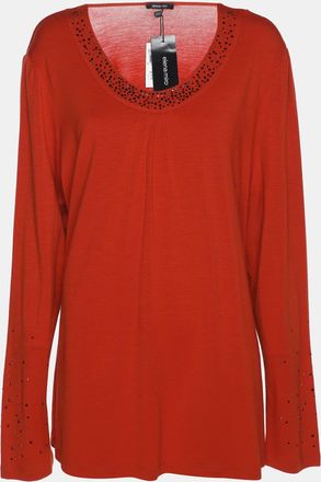 Elena Miro Orange Rhinestone Neck Top