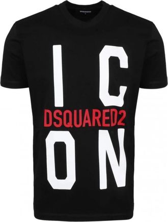 Dsquared2 T-shirt van katoen met groot logo - Heren - T-shirts - Zwart - 2XL - Katoen - Tops