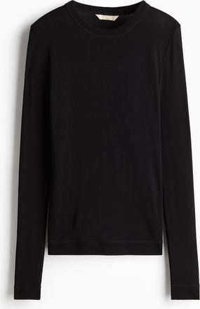 H&M Feinstrick-Shirt aus Wolle - Schwarz