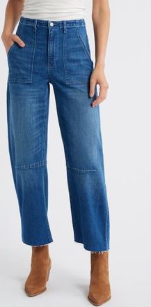 LE JEAN Utility Raw Hem Crop Barrel Jeans in London Cal at Nordstrom, Size 32