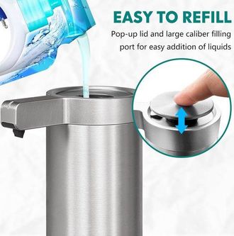 OEM Dispensador Autom&aacute;tico Jab&oacute;n 255 Ml (9 Oz), Jab&oacute;n El&eacute;ctrico Sensor Infrarrojo, Resistente Ipx5, Carga Sensor Movimiento (plata Cepillada)
