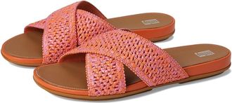 FitFlop Gracie Woven Cross Slides Womens Shoes Satsuma/Pinkperfect Mix : 5 M (B), Leather