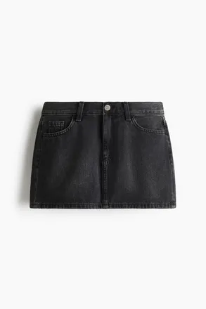 H&M Kurzer Jeansjupe - Ausgewaschenes Schwarz