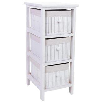 Wanderlust Deco Cajonera de madera con 3 cajones de bamb&uacute; forrados 26 x 32 x 63h cm