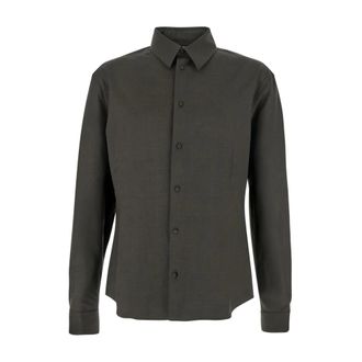 Jacquemus Casual Shirts, male, Green, S, Green Classic Collar Wool Shirt