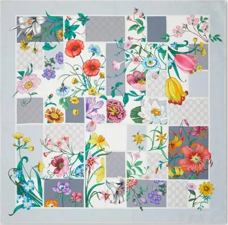 Gucci Printed Silk Twill Carr&eacute;, Grey, Silk