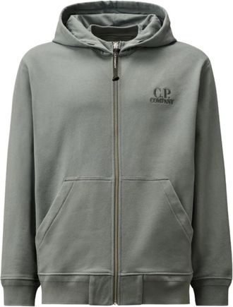 C.P. Company Diagonal Raised Fleece Full Zip - Heren - Vesten met rits - Blauw - M - Katoen - Hoodies & sweatvesten