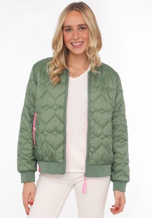 Zwillingsherz Bomberjacke ZWILLINGSHERZ Be Happy, Damen, Gr. XL, gr&uuml;n (tannengr&uuml;n), Steppware, Obermaterial: 100% Polyester, regular fit kurz, angesetztes B&uuml;ndchen,