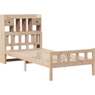 vidaXL Cama Con Estanter&iacute;a Sin Colch&oacute;n Madera Maciza De Pino 90x190 Cm Vidaxl