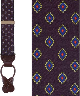 Trafalgar Store Luxe Diamond Elastic Button End Suspenders in Burgundy at Nordstrom