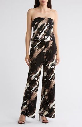 Tart Val Strapless Wide Leg Jumpsuit in Bias Watercolor at Nordstrom Rack, Size Small