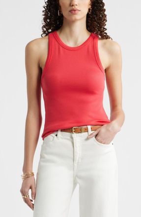 Nordstrom Everyday Cotton Rib Tank in Red Saucy at Nordstrom, Size Xx-Large