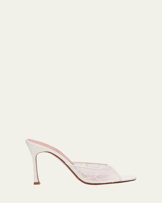 Amina Muaddi Alexa Lace Stiletto Mule Sandals