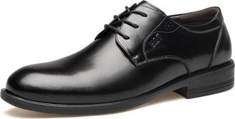 Generic Formal Shoes for Men Lace Up Round Toe Derby Shoes Faux Shoes Slip Resistant Rubber Sole Anti-Slip Classic(7.5 UK) Black