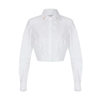 Elisabetta Franchi Oxford Blouse met Bustier Structuur - Dames - Blouses & Shirts - Wit - Maat: XS Katoen
