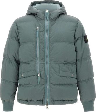 Stone Island Drawstring Hood Padded Coat - Green