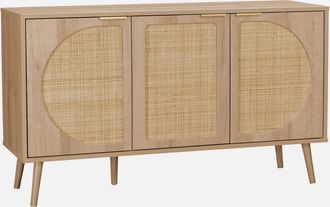 Sweeek Sweeek - Aparador Escandinavo Con Efecto Madera De 3 Puerta, 120cm, Eva, Natural, 120x39x70 Cm