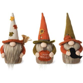 Glitzhome Set of 3 Fall Fabric Gnomes in Orange at Nordstrom, Size Medium