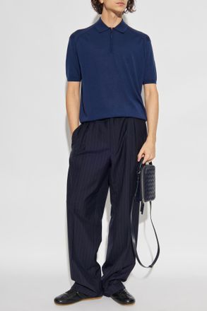 Emporio Armani Polo With Woolen Trim, Mens, Navy Blue