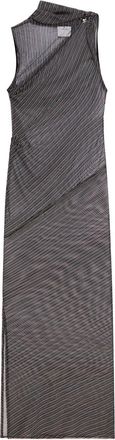 Courr&egrave;ges Midi Dress with Sheer Diagonal Stripe