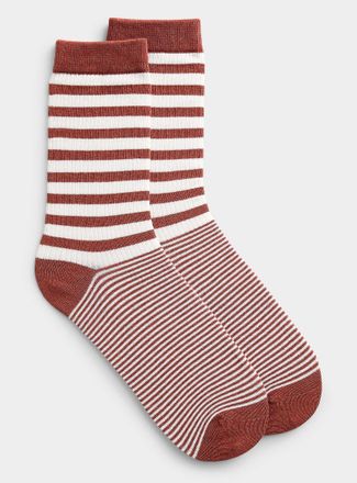 Simons Womens Striped ribbed socks