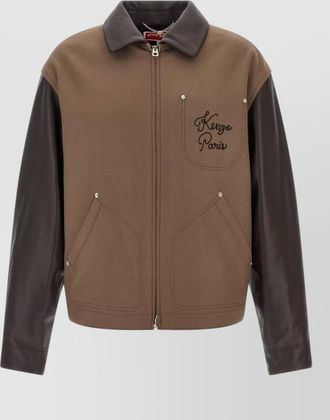 Kenzo paris chainstitch jacket contrast sleeves buttons