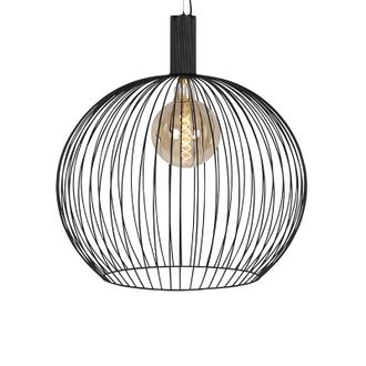 QAZQA Moderno L&aacute;mpara Colgante De Dise&ntilde;o Redonda Negra 70 Cm - Dos Acero Alargada Adecuado Para Led Max. 1 X 40 Watt - Qazqa