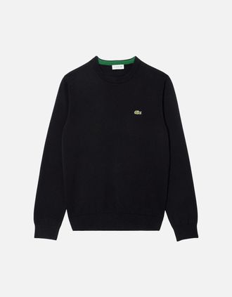 Lacoste Mens Lacoste AH1985 Cotton Crew Knit - Black - Size: 42