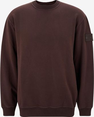 Stone Island Kuschel-Sweatshirt mit geripptem Rundhalsausschnitt