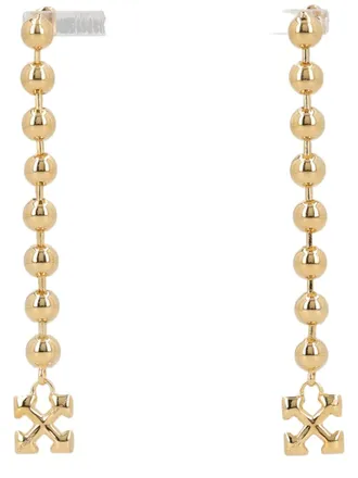 Off-white Gold Cross Charm Brass Earrings