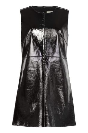 P.A.R.O.S.H. Womens Marilyn Leather Dress - Black Sheepskin - Size Medium