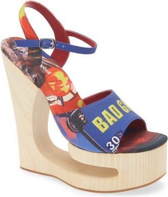 Jeffrey Campbell Flag Girl Platform Wedge Sandal in Bad Girl Combo at Nordstrom, Size 6.5