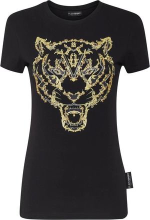 Plein Sport T-shirt Ronde Hals Tiger - Dames - Sport - Zwart - Maat: XS Katoen